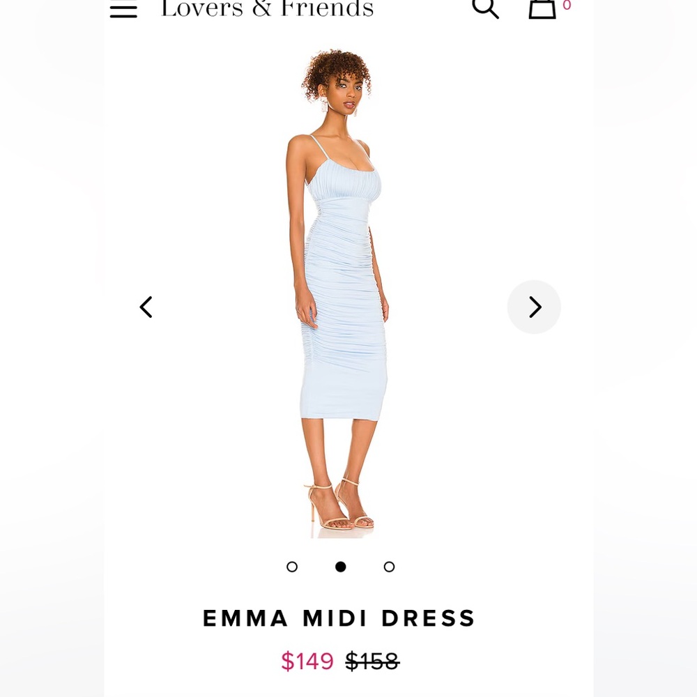 EUC Lovers + Friends Emma Midi Dress in Baby Blue